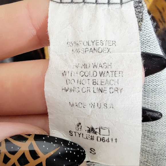 4/$20 Acting Pro 3/4 Sleeve Soft Knit Gray Feather Print Dress Small - Picture 5 of 7